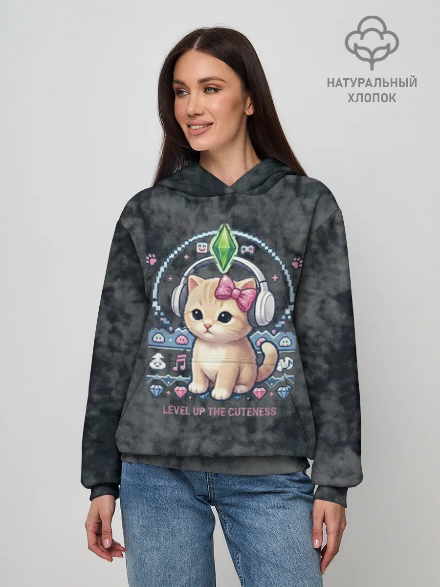 Худи женский база хлопок / Kitty #55300