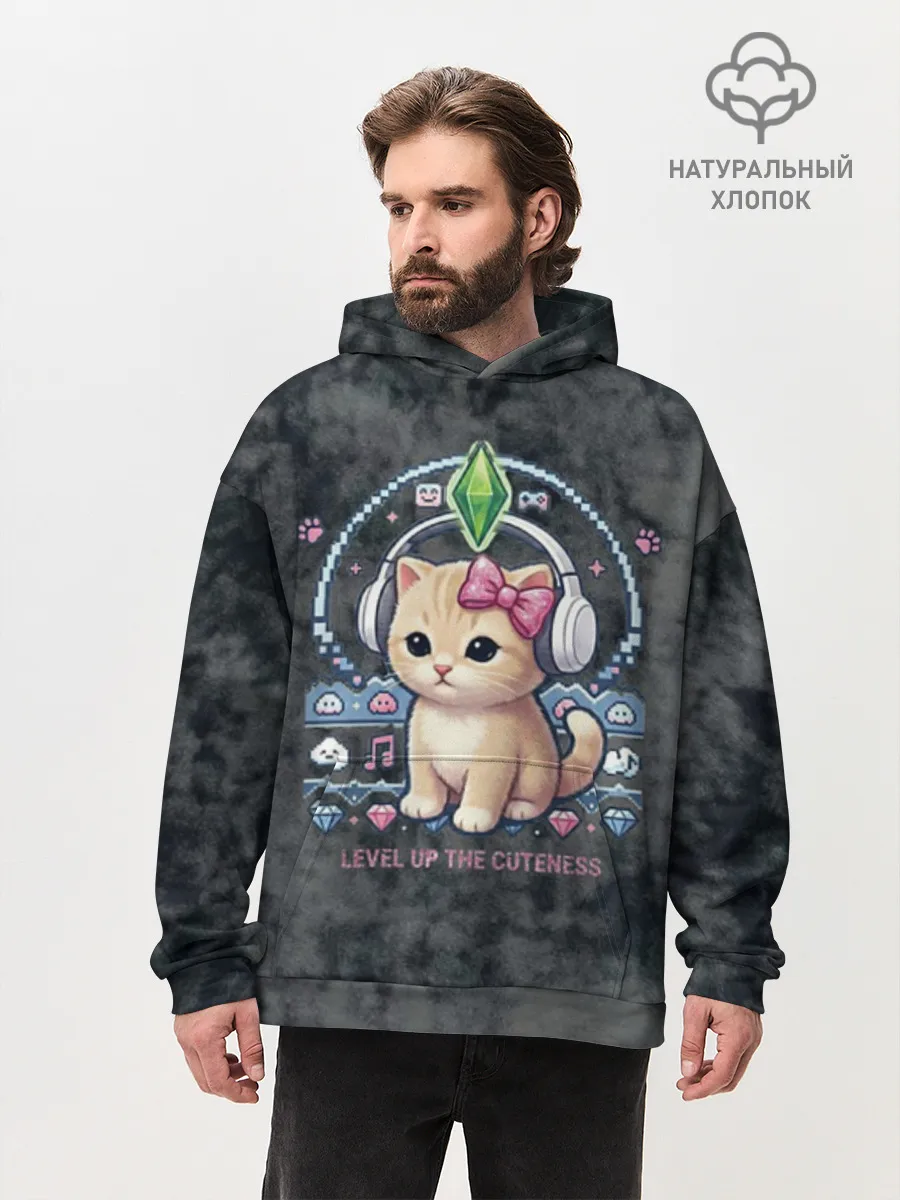 Худи мужской оверсайз хлопок / Kitty #55300