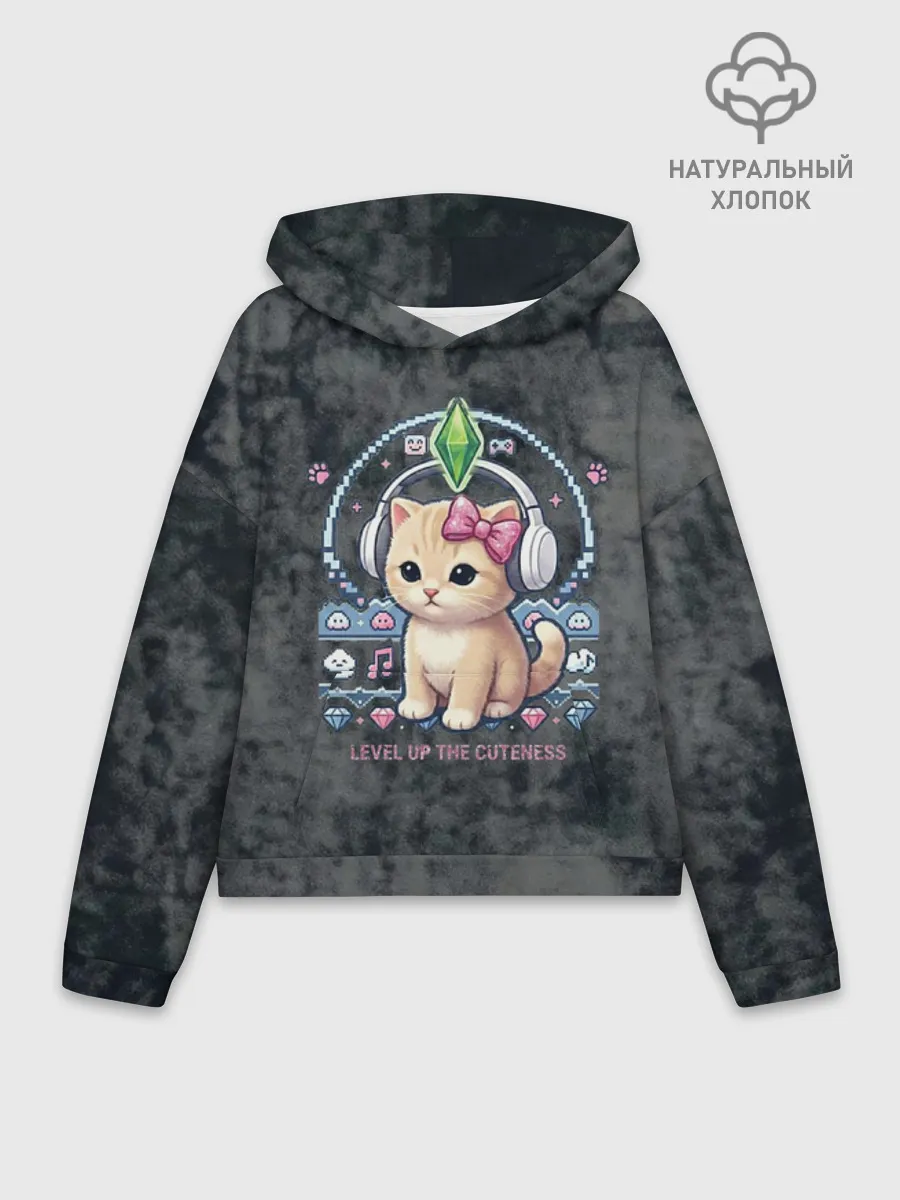Худи женский оверсайз хлопок / Kitty #55300
