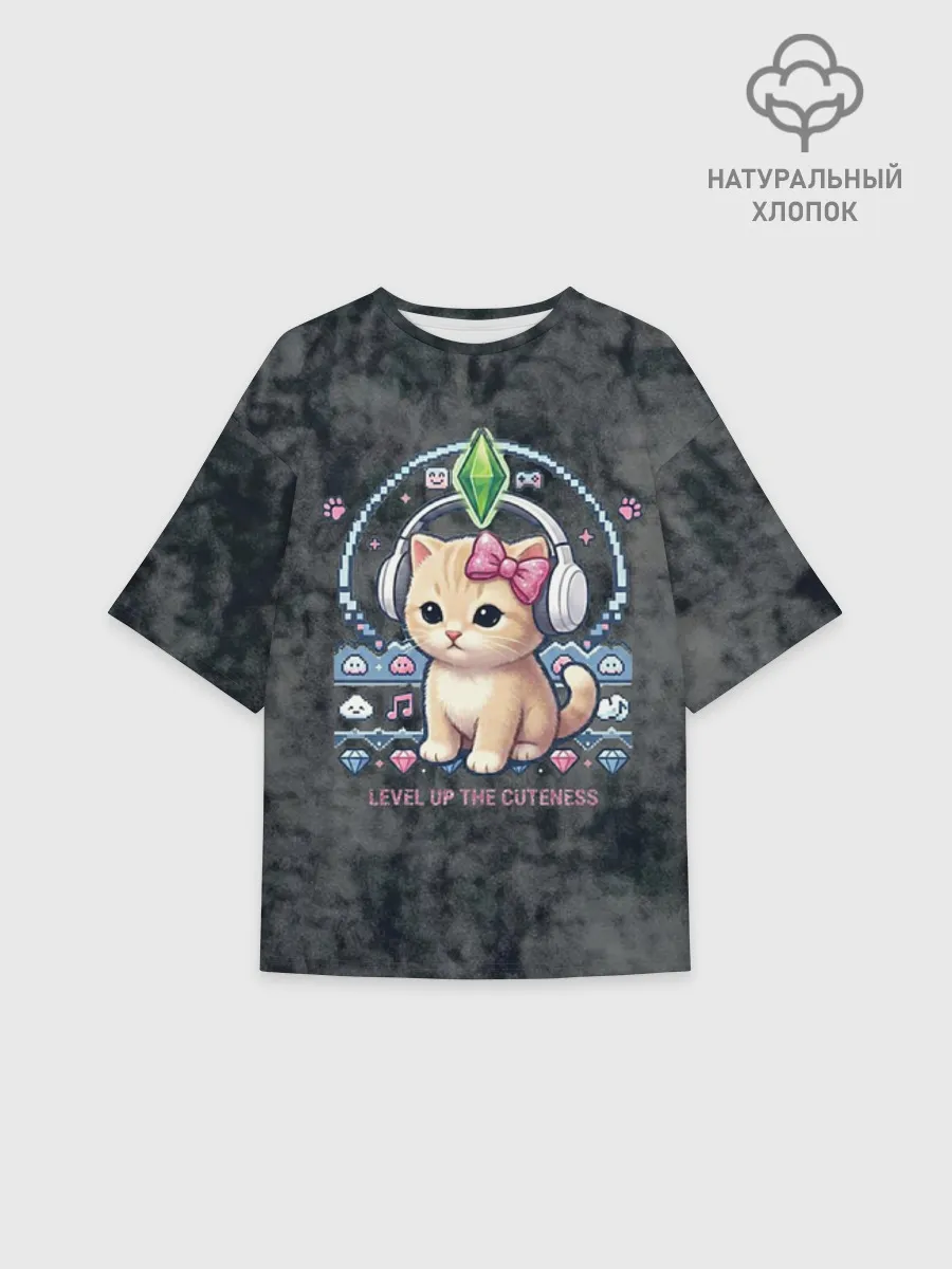 Футболка женская оверсайз премиум / Kitty #55300