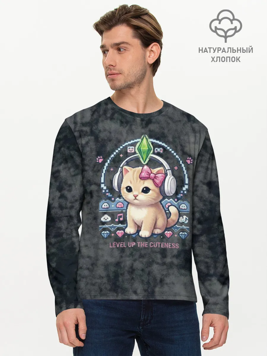 Мужской лонгслив хлопок / Kitty #55300