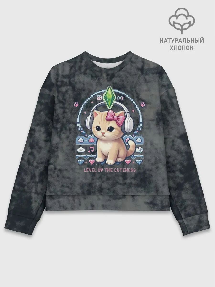 Женский свитшот базовый хлопок / Kitty #55300