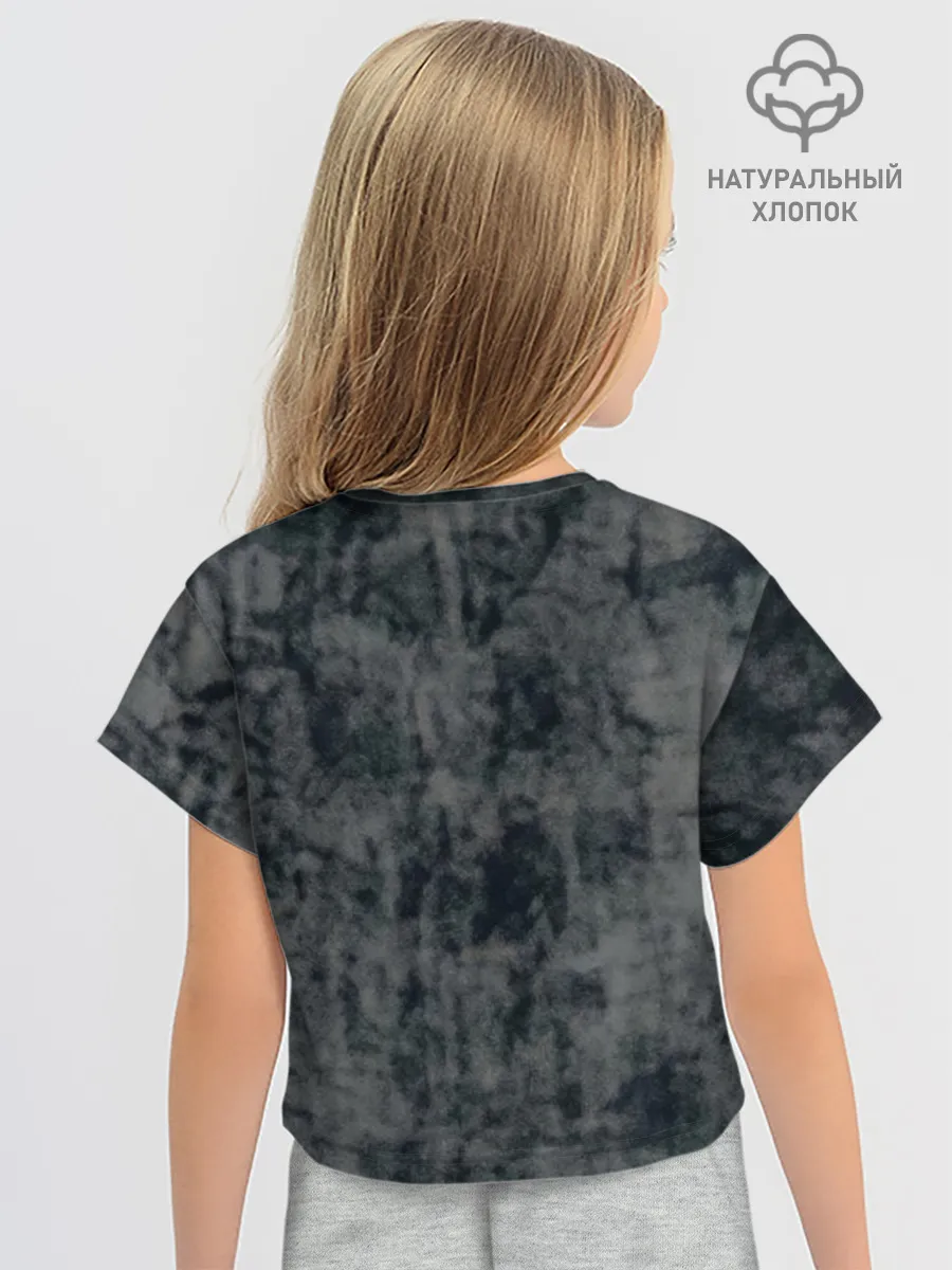 Футболка для девочки укороченная оверсайз хлопок / Kitty #55300