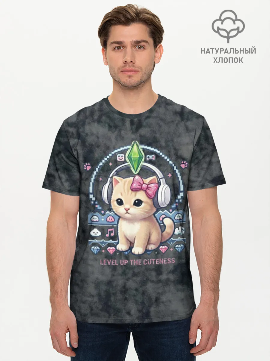 Мужская базовая футболка хлопок / Kitty #55300