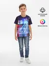 Детская базовая футболка / Плывущий неоновый тигр