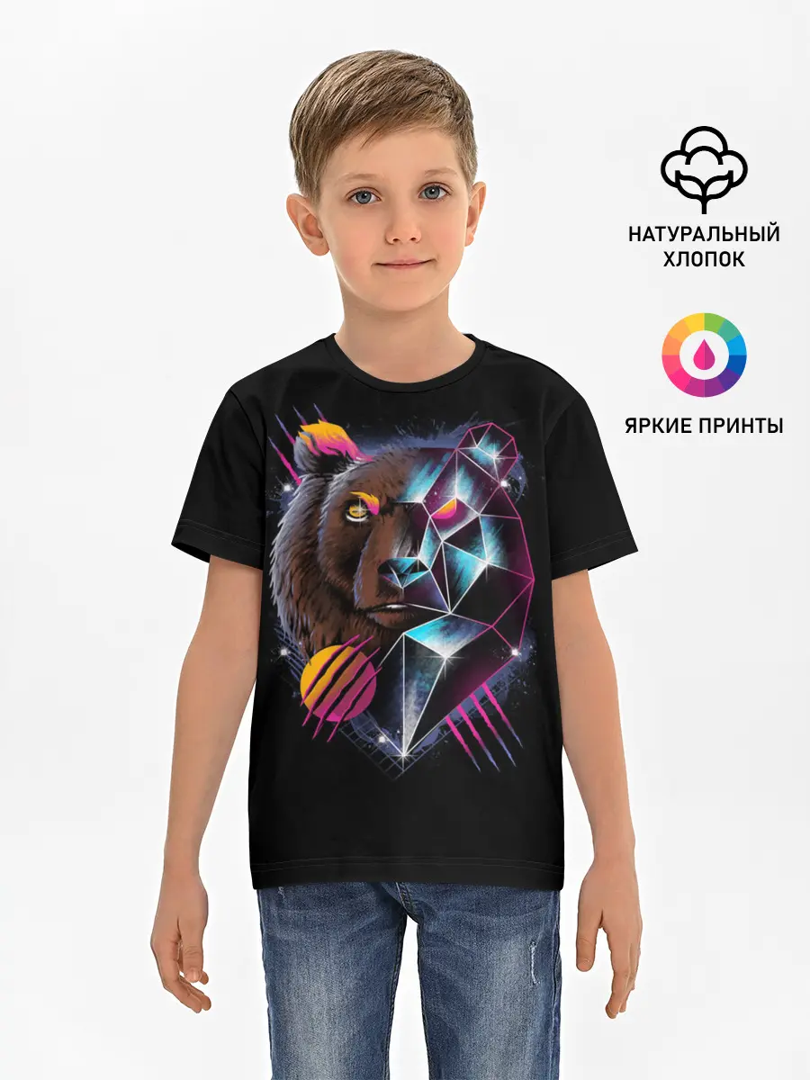 Детская базовая футболка / RETRO CYBER BEAR