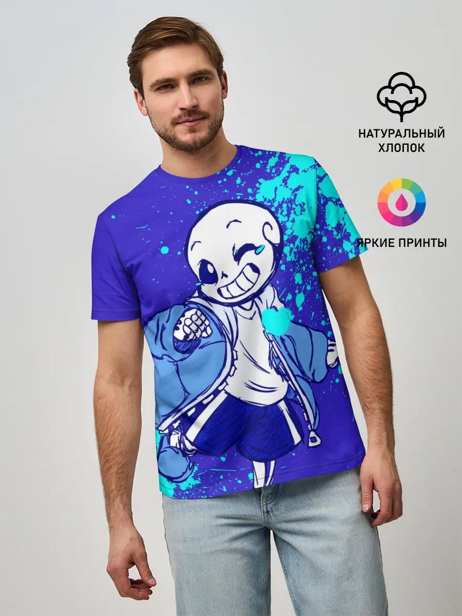 Мужская базовая футболка / UNDERTALE SANS BLUE