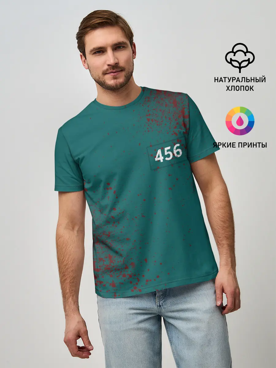 Мужская базовая футболка / ИГРА В КАЛЬМАРА ПЕРСОНАЖ 456
