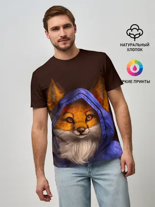Мужская базовая футболка / Лисенок в капюшоне