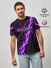 Мужская базовая футболка / GENSHIN IMPACT МОЛНИЯ НЕОН