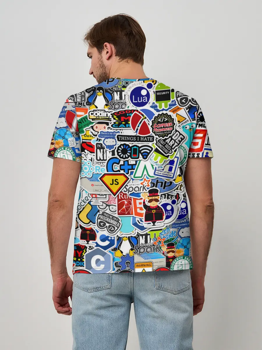 Мужская базовая футболка / Programming stickers