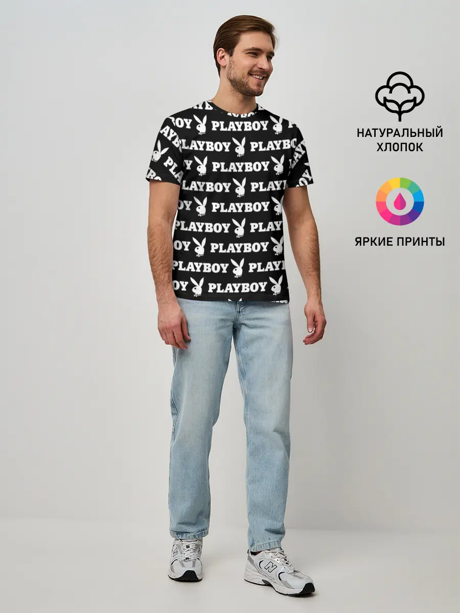Мужская базовая футболка / PLAYBOY PATTERN | ПЛЕЙБОЙ ПАТТЕРН (Z)