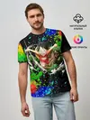 Мужская базовая футболка / Врывающийся Монки. Радужный фон