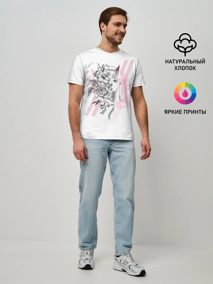 Мужская базовая футболка / Zero Two Roses