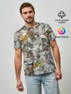 Мужская базовая футболка / желто-серый каменный узор