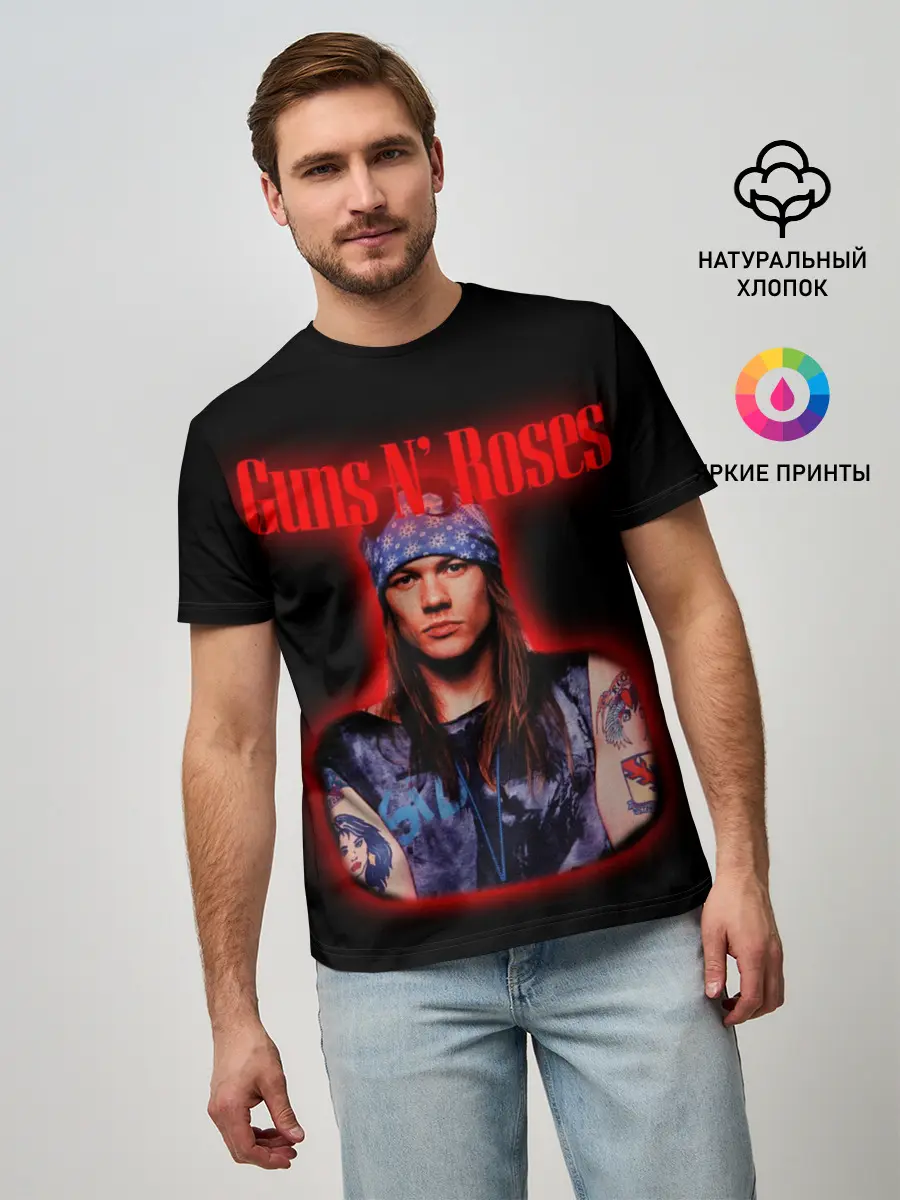 Мужская базовая футболка / Guns n roses + Спина (P007_P004ooo1947173, P004ooo1947173)