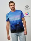 Мужская базовая футболка / Кошка арт окно