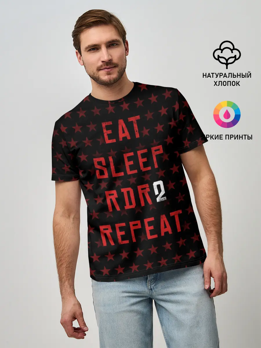 Мужская базовая футболка / Eat Sleep RDR2 Repeat