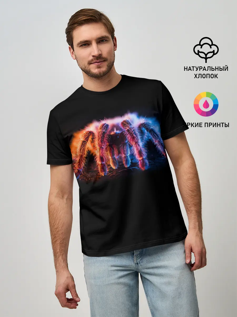 Мужская базовая футболка / НЕОНОВЫЙ ПАУК / NEON