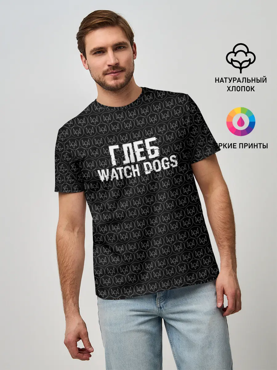 Мужская базовая футболка / Глеб Watch Dogs