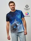 Мужская базовая футболка / Сердитый кот в космосе
