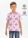Детская базовая футболка / Розовый кит летящий на шариках