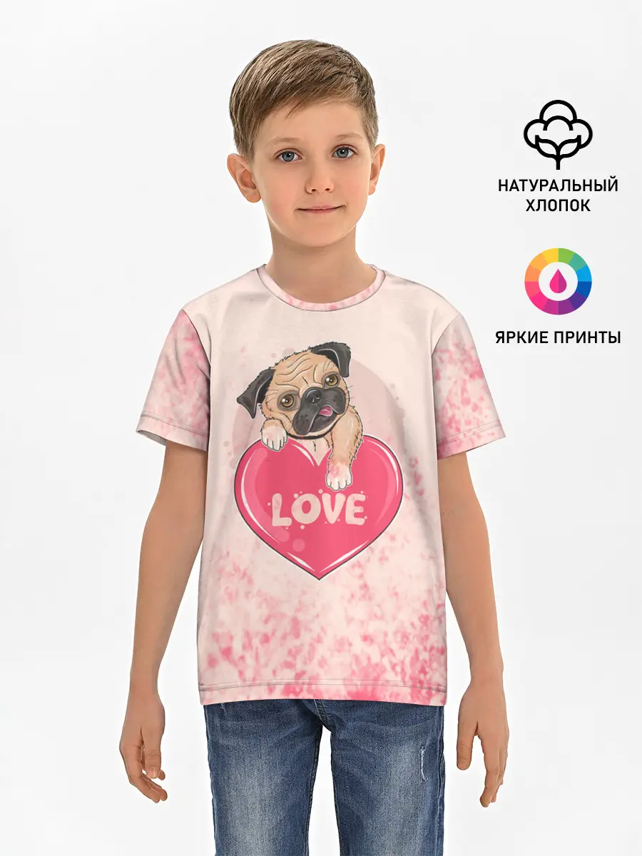 Детская базовая футболка / Love Pug | Люблю мопса