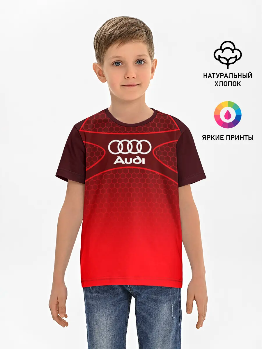 Детская базовая футболка / AUDI красная сетка