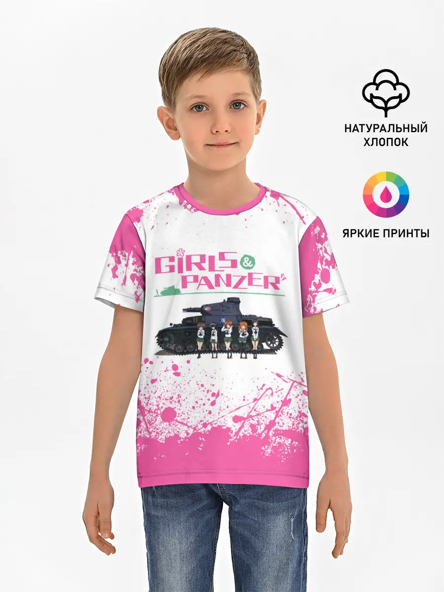 Детская базовая футболка / Девушки и танки | Pink (Z)
