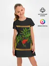 Детское платье / ягоды рябины в золотой раме