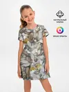 Детское платье / желто-серый каменный узор