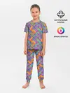 Детская пижама с брюками / Тропические цветы и узоры