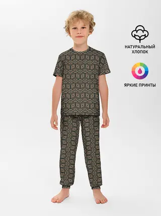 Детская пижама с брюками / Абстракция из квадратов и ромбов