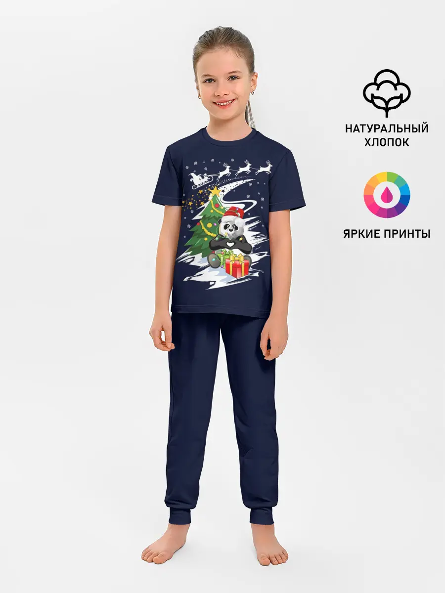 Детская пижама с брюками / Рождественская Панда