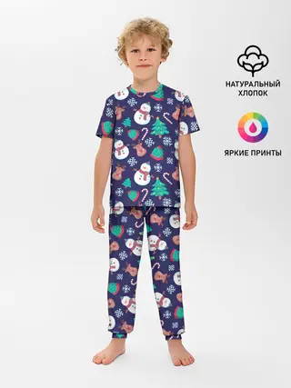 Детская пижама с брюками / Рождественский Паттерн!