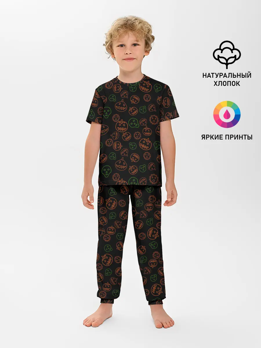 Детская пижама с брюками / Хэллоуин тыквы и корона