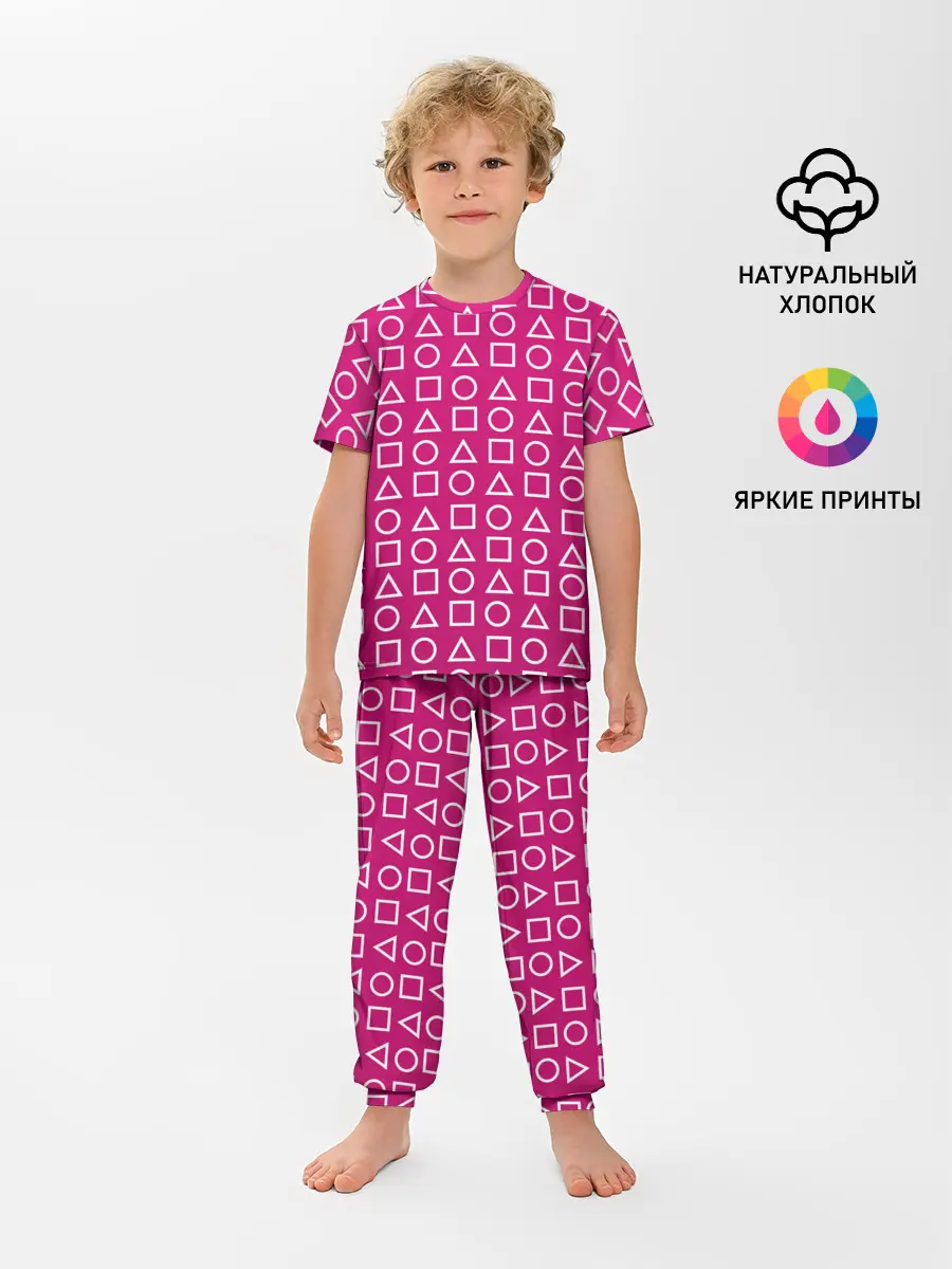 Детская пижама с брюками / ИГРА В КАЛЬМАРА ПАТТЕРН ФИГУРЫ СТРАЖЕЙ
