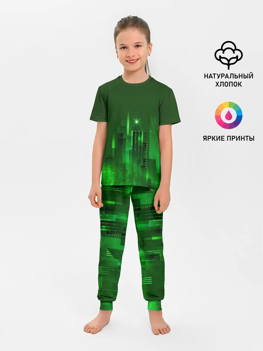 Детская пижама с брюками / Зеленый город