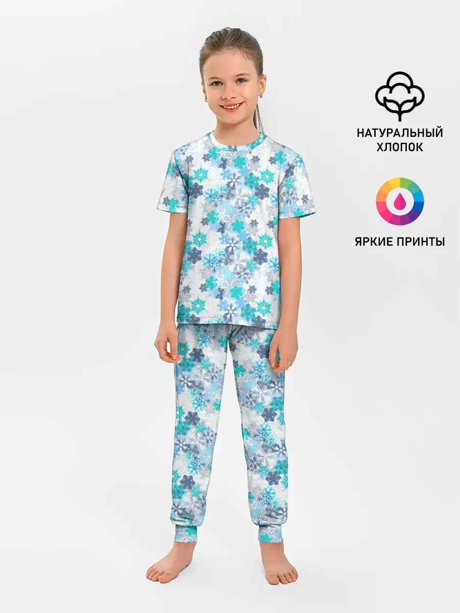 Детская пижама с брюками / Зимние Снежные Узоры