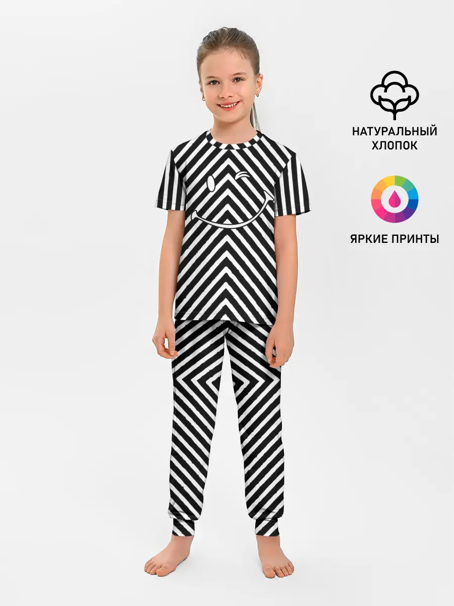 Детская пижама с брюками / Ulybaka BlackWhite
