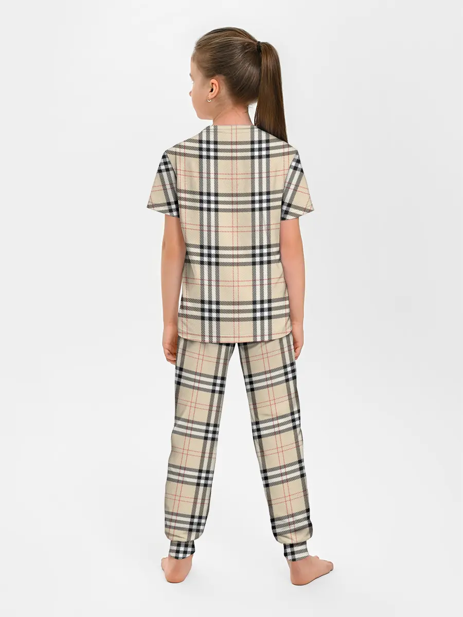 Детская пижама с брюками / клетчатый принт в стиле Burberry