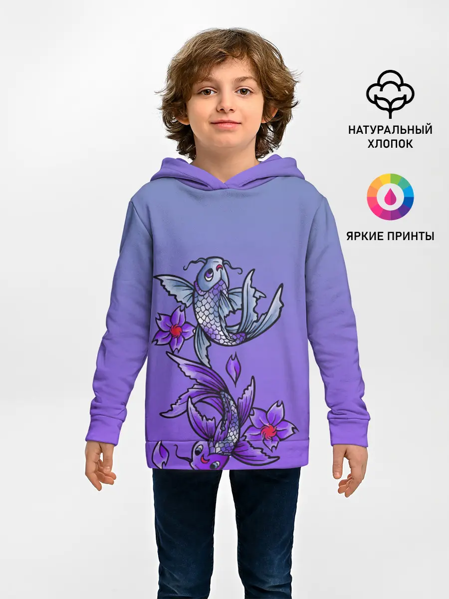 Детское худи / Рыбы и цветы