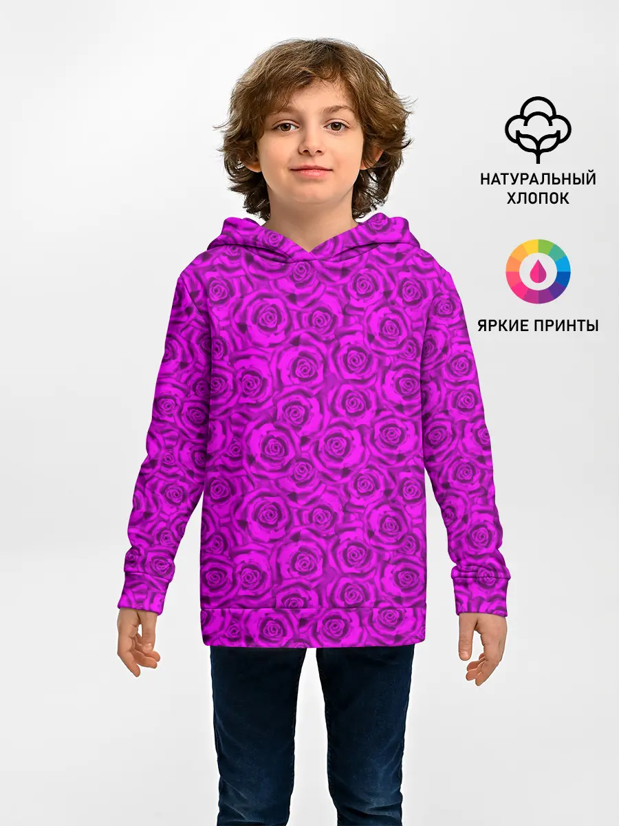 Детское худи / Яркий цветочный неоновый узор