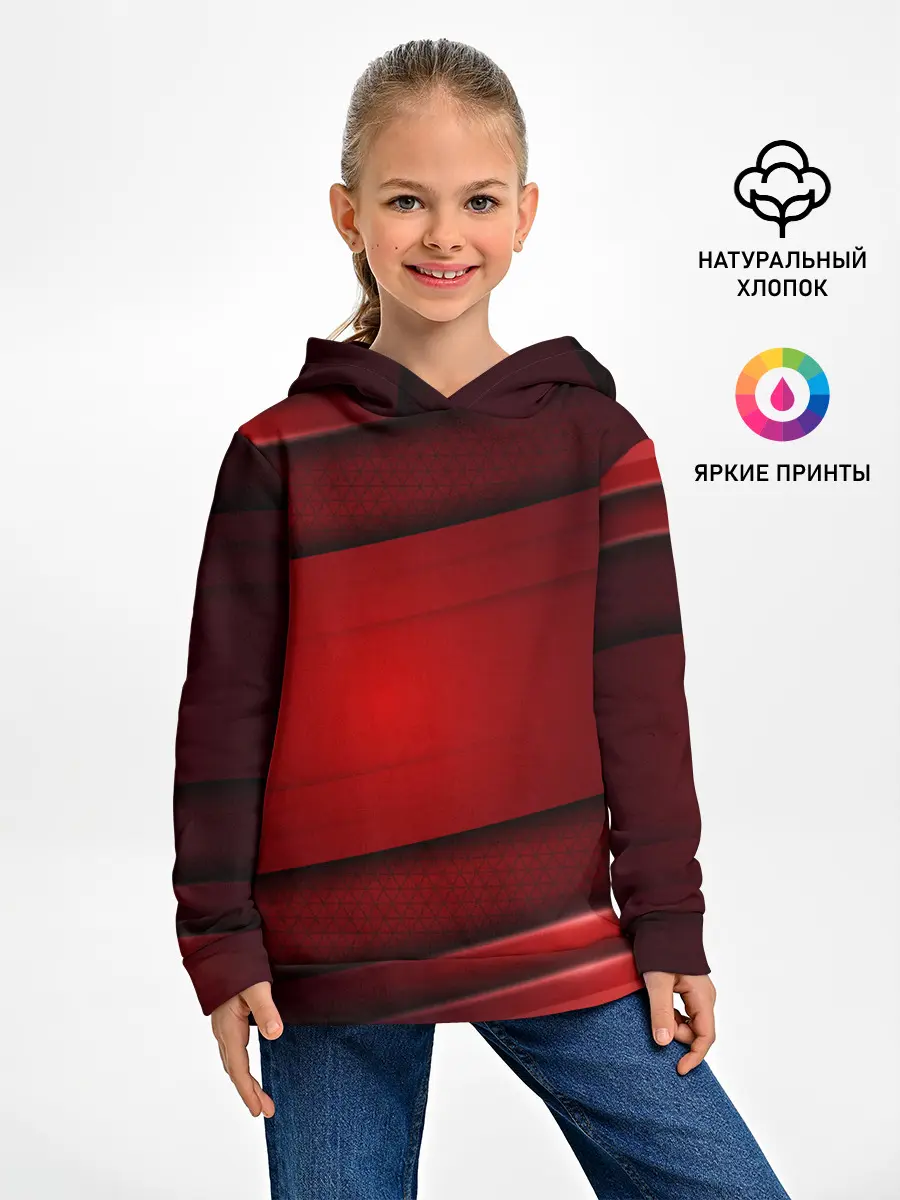 Детское худи / 3D red Абстрактные линии