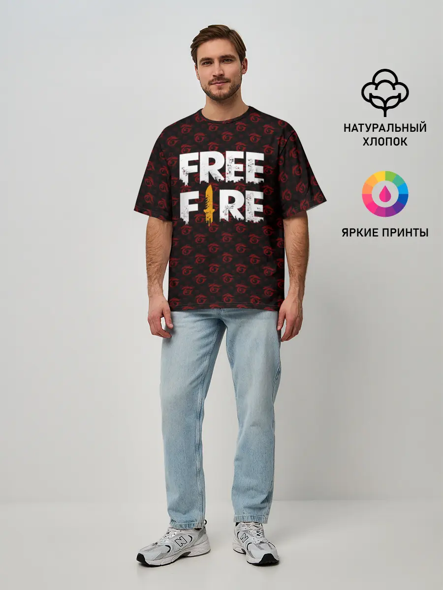 Мужская футболка оверсайз / FREEFIRE | PATTERN GARENA (Z)