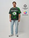 Мужская футболка оверсайз / Skoda 3D плиты с подсветкой