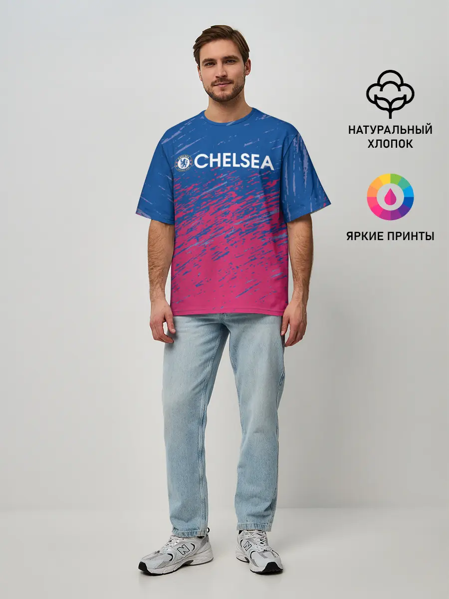 Мужская футболка оверсайз / Chelsea / Челси.