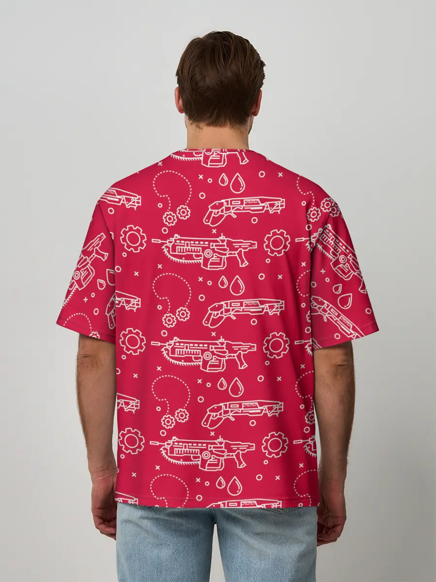 Мужская футболка оверсайз / Gears pattern