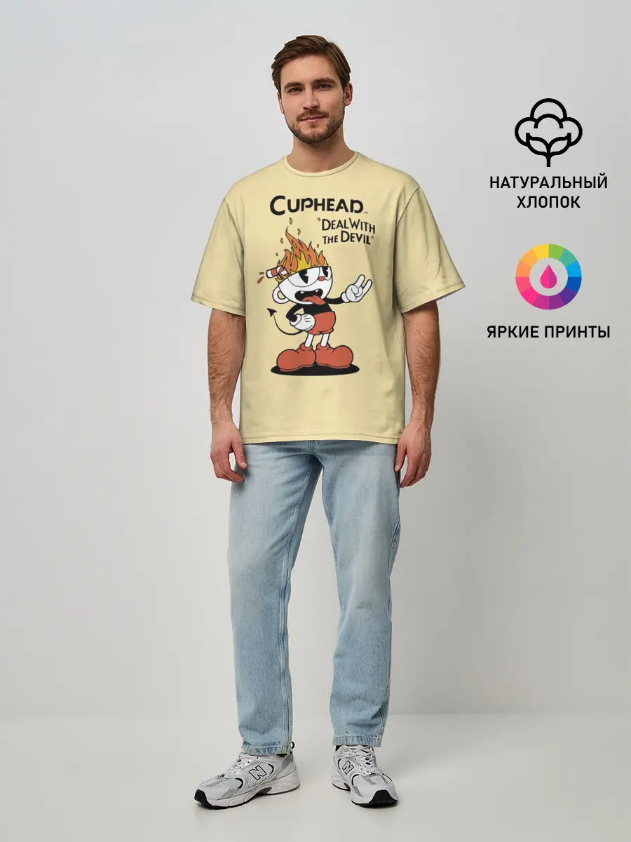 Мужская футболка оверсайз / Cuphead