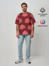 Мужская футболка оверсайз / Розы на красном